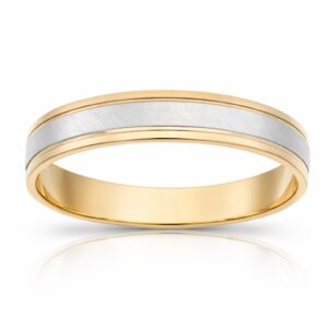Alianza bicolor tallada en Oro 18 K