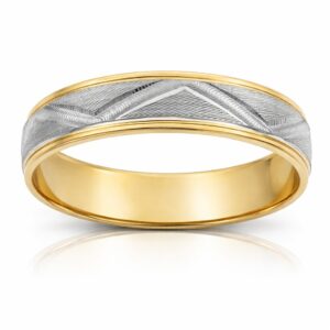 Alianza bicolor tallada en Oro de 18 K