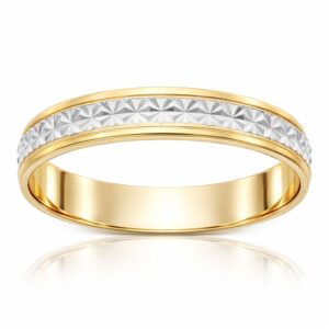 Alianza bicolor tallada en Oro de 18 K