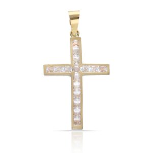 Cruz en Oro de 18 K con Circonitas