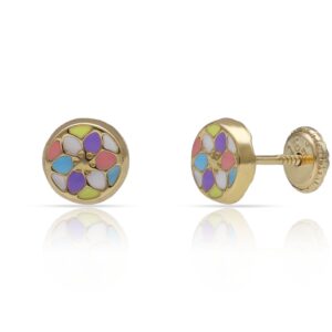 Pendientes redondos en Oro de 18 K, Esmaltados